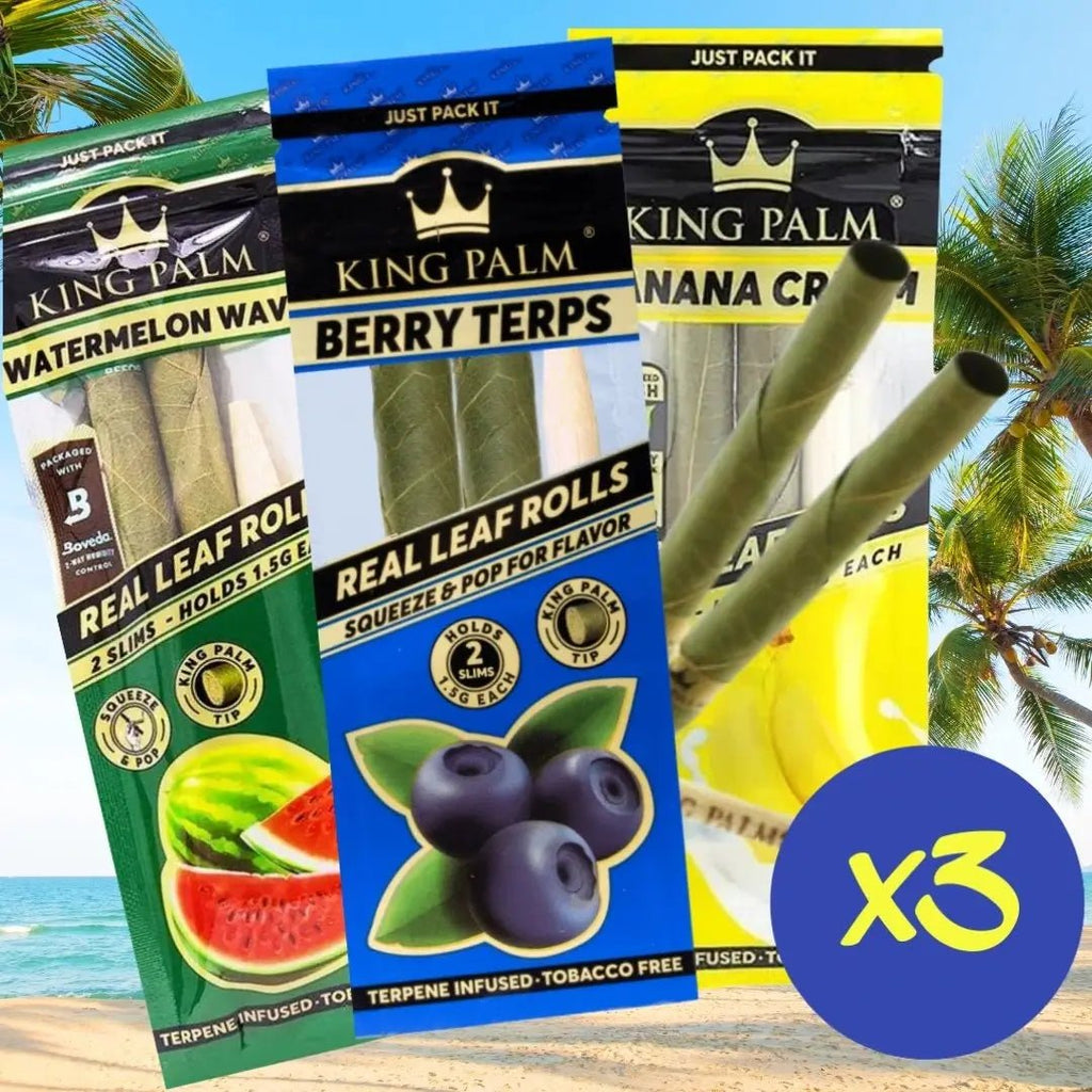 3 Juicy Flavours - Cordia Leaf | Slim 1.5g | Blunt Wraps - King PalmJustSmoke.Me