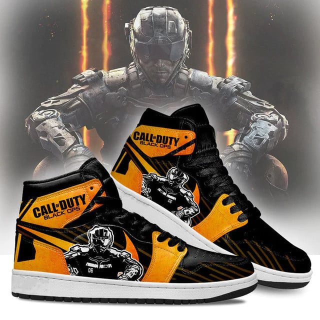 Call of Duty Black Ops Orange | High - Tops / Custom Shoes | Unisex Fashion Trainers | Cartoon / Movie / Gamers.JustSmoke.Me