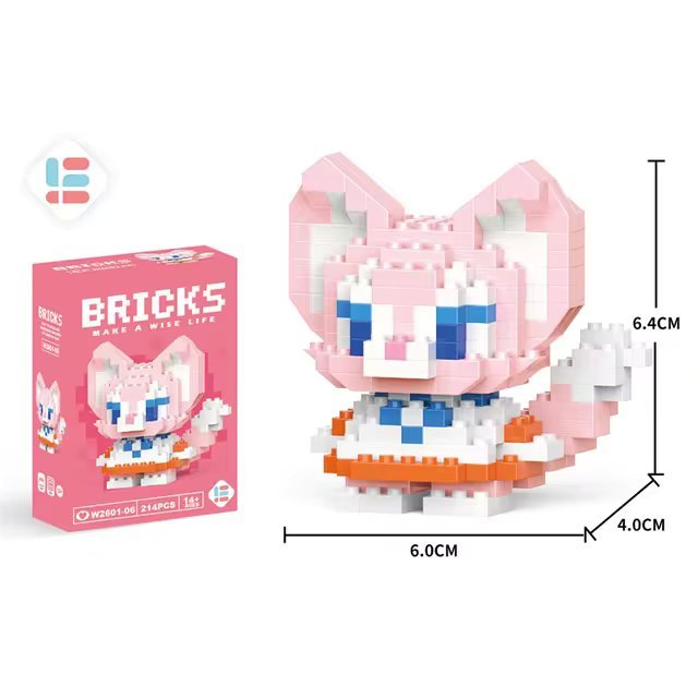 Cute Pink Kitten : 214pc Fun Model Building Set - Interlocking Brick KitJustSmoke.Me