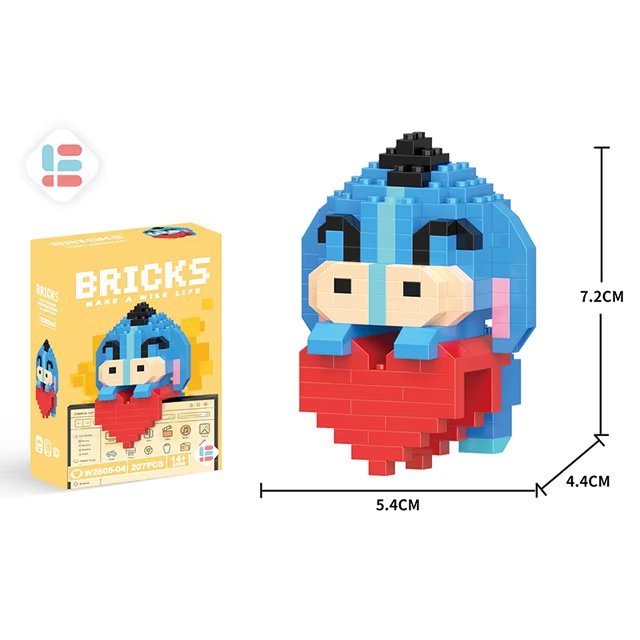 Eeyore Love Heart : 207pc Fun Model Building Set - Interlocking Brick KitJustSmoke.Me