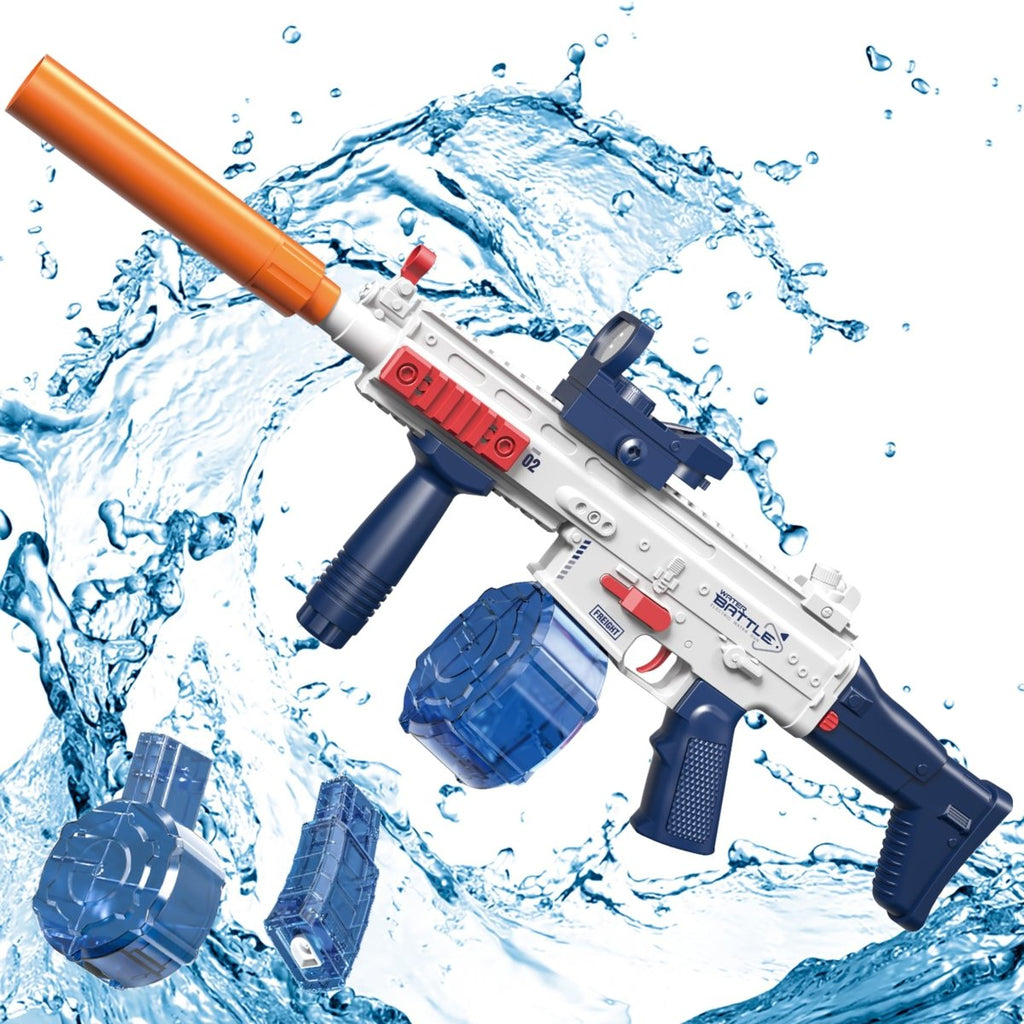 Electric Water Gun, Water Guns for Adults Kids, Up to 25 FT Long Range, Double Magazine 370CC+120CC Large Capacity Automatic Water Gun, Toys for Pool, Beach, Outdoor ActivitiesJustSmoke.Me