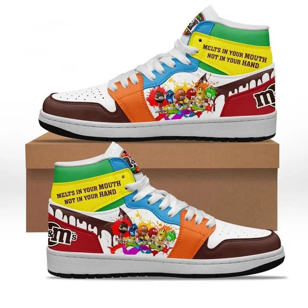 M&M's Chocolate | New High - Tops | Custom Fashion Trainers | Cartoon / Movie / Gamers.JustSmoke.Me