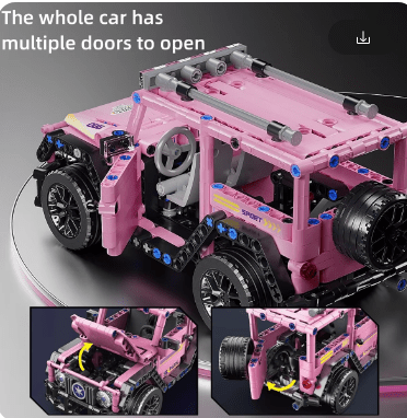 Pink 4x4 - Sports Building Blocks - 451PCS - Luxury Cruising Vehicle with Opening Doors - Gift Idea!JustSmoke.Me