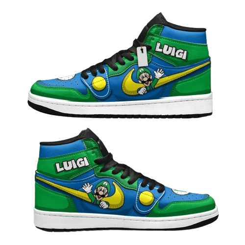 Super Mario: Luigi | High - Tops / Custom Shoes | Unisex Fashion Trainers | Cartoon / Movie / Gamers.JustSmoke.Me