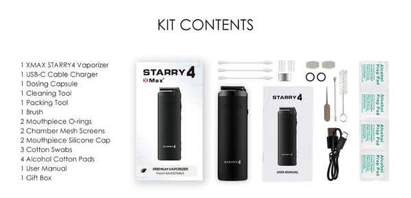 Xmax Starry V4 2023, Ultra Premium 2 - in - 1 Dry Herb & Concentrate Vaporizer, Newly Released and Significantly Improved from V3! (Black)JustSmoke.Me