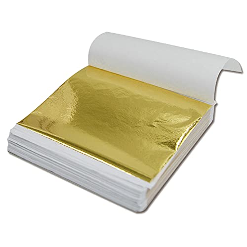 100 Sheets Imitation Gold Foil Paper, Gold Leaf Sheets, Metallic Gold Foil, Gilding Crafting, for Handicrafts, DIY Nails Decoration, Frames, Painting Arts, Furniture, 6 Colors (14x14cm)JustSmoke.Me