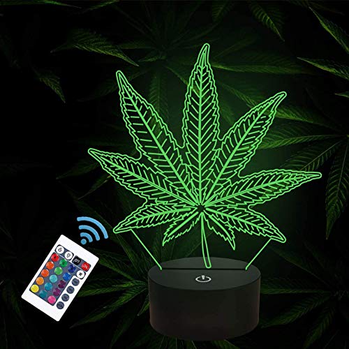 Cannabis Leaf : 3D Night Lights, with Remote Control - 16 ColorsJustSmoke.Me