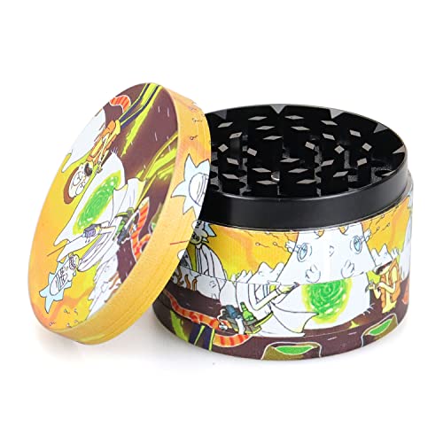 4 Piece Spices Grinder,Non-Stick Aluminium Alloy Grinder with Mesh Screen and Pollen Scraper(2.5Inch,Cartoon)JustSmoke.Me