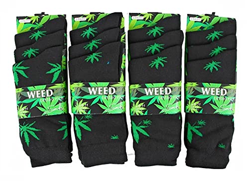 6 Pairs Men Ganja weed Leaf Print Cannabis Marijuana Design Cotton Socks UK Size 6-11 Christmas Gift Socks, Rozgul®JustSmoke.Me