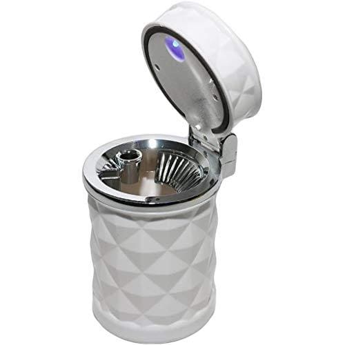 Auto Car Ashtray Portable with Blue LED Light Lighter Ashtray Smokeless Smoking Stand Cylinder Cup Holder (White)JustSmoke.Me