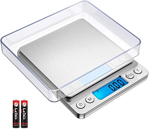 Criacr Digital Pocket Scales, 500g High-Precision Kitchen Scales, Stainless Steel Jewelry Scales with Two Trays, Back-Lit LCD Display, 0.01g Precision, Tare and PCS Features, Batteries IncludedJustSmoke.Me