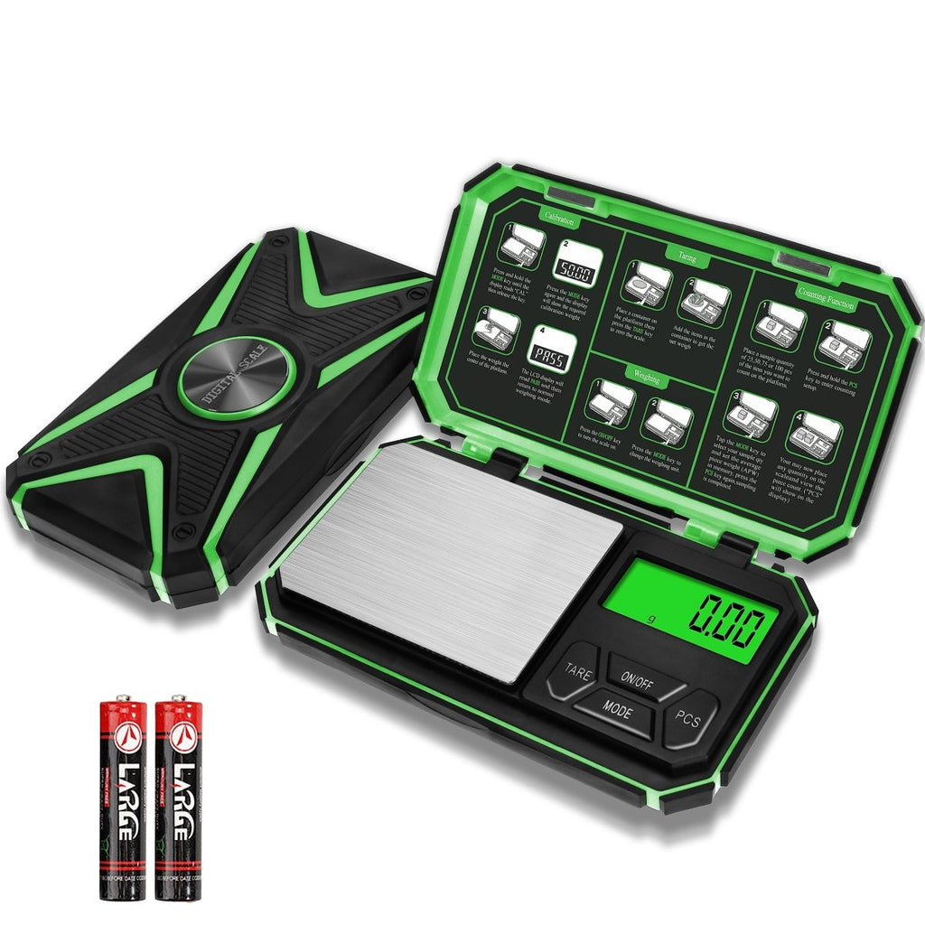 Digital Pocket Scale - 200g & 1000g/0.1g, Small Digital Scales, Precision Gram Scale, Herb Scale, Jewelry Scale, kitchen Scale Great for Weed, Powder, Coins(Battery Included-Fluorescent)JustSmoke.Me