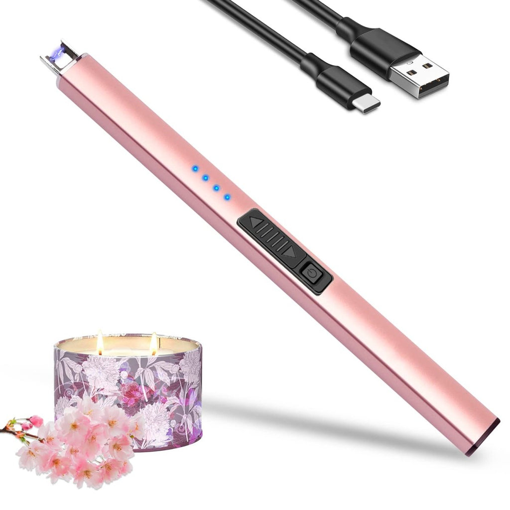 Electric Candle Lighter Rechargeable Lighters - USB Rechargeable Plasma Arc Lighters for Candle (Rose Gold)JustSmoke.Me