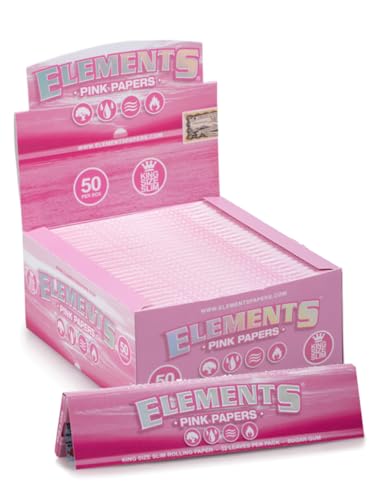 Elements Pink Coloured Kingsize Rolling Papers (5) with Pink Rolling Tips from Smokers StoreJustSmoke.Me