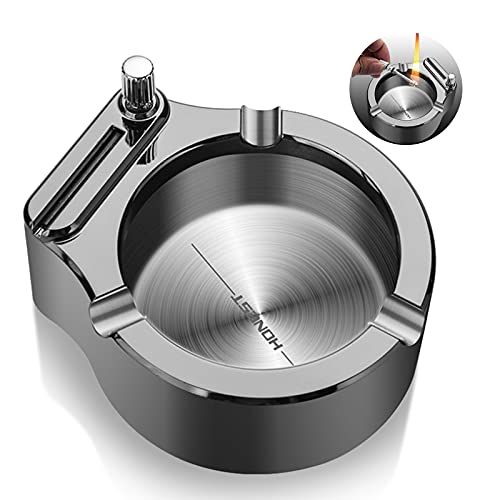 hadio Cigarettes Ashtray with Lighter, Ashtray with Ten Thousand Match Lighter, Multifunction and Easy to Clean Metal Ashtray for Weed, Stainless Steel Ashtray for Cigarettes…JustSmoke.Me