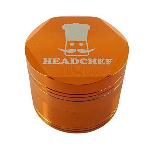 Headchef Hexellence : High Quality Metal Herb and Tobacco Grinder with Sifter Scraper – 4 Piece Grinder, 55mm (Orange)JustSmoke.Me