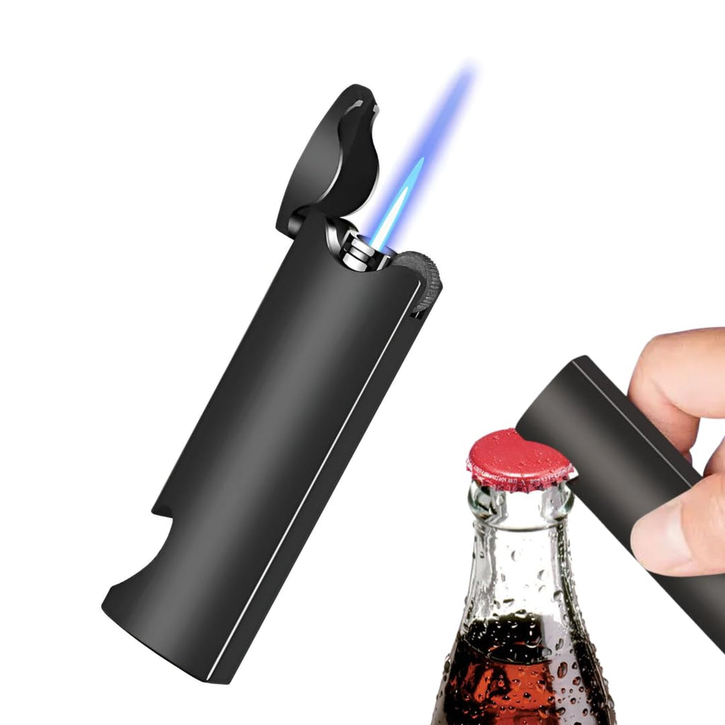JJ Jet Lighter, Torch Gas Flame Lighter with Bottle Opener, Mini Refillable Windproof Lighter, for Candle, Fireplace, Grill, Bottle Caps (Butane Gas not Included)JustSmoke.Me