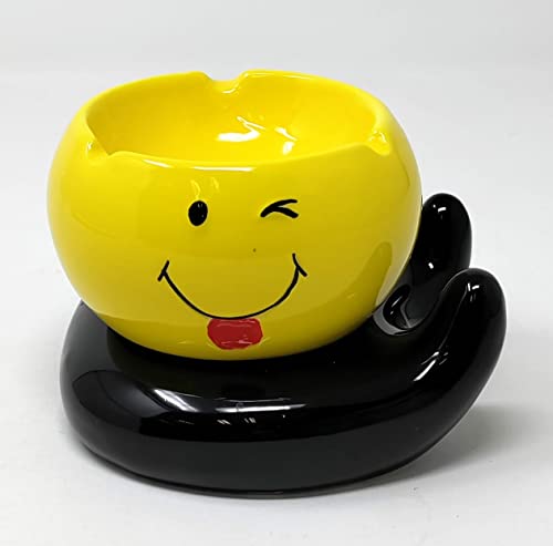 JRose Collections Smiley Face Ashtray Ceramic Cigatette Bar Pub Restaurant Home Office Decor (JR1562)JustSmoke.Me