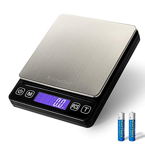 KitchenTour Digital Kitchen Scale - 3000g/0.1g High Accuracy Precision Multifunction Food Meat Scale with Back-Lit LCD Display(Batteries Included)JustSmoke.Me