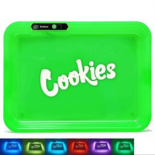 LED Rolling Tray Luminous Glowing Plastic Rolling Tray Light Up Illuminate Tray 6 Colors Party Mode Rechargeable(Green)JustSmoke.Me