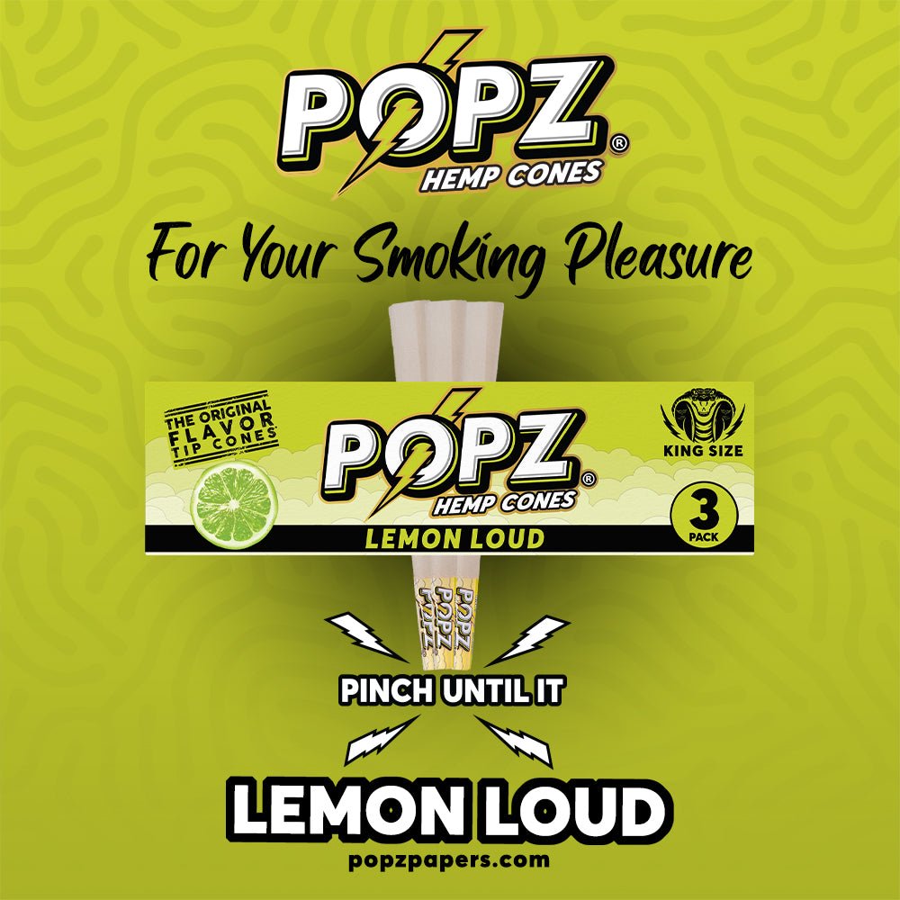 POPZ | Lemon Loud | Flavoured Hemp Cone | 3pc | Blunt | Pre Rolls - Justsmoke.meJustSmoke.Me