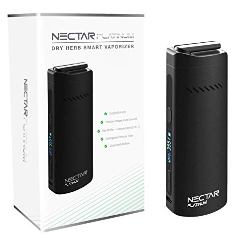 Nectar Platinum Dry Herb Vape | 2 Year Warranty | 2-in-1 Convection Vaporizer | 3500mAh, 100% Isolated Airflow, OLED Display and Precise Temp Control, Dry Herb and Wax, Max Temp: 240°C, 12s Heat timeJustSmoke.Me