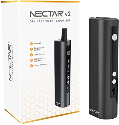 Nectar v2 Dry Herb Vape | 2 Year Warranty | Portable Premium Vaporizer, 2600mAh, Isolated Airflow, Vaporizer with Precision Temp Control, Ceramic Chamber, 30s Heat-up time | Max Temp = 225CJustSmoke.Me