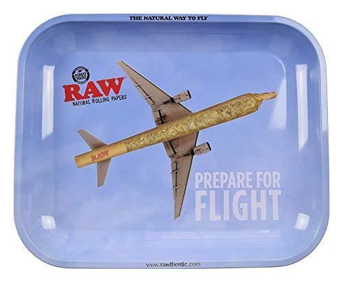 RAW : Flying High - Metal Rolling Papers Tray Large 11' x 13.5 with CertificateJustSmoke.Me