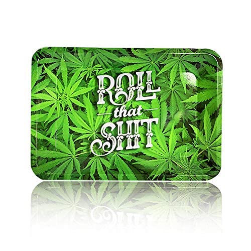 Rolling Tray-Metal Rolling Tray-Essential Smoking Accessories Kit- Green Leaf Tray - Small Size - Smooth Rounded Edges(18 x 12.5 cm)JustSmoke.Me