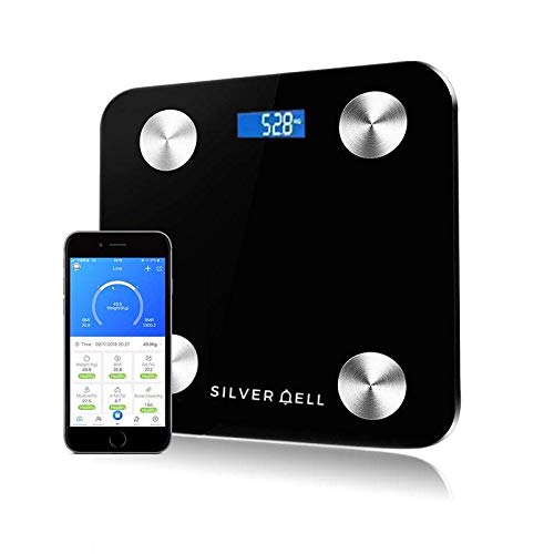 Silver Bell Smart Body Fat Scales, Body BMI Analyzer,Health Monitor,Fat Percentage,Muscle Mass Bathroom Digital Weight Scale with Free Android iOS App, Sync with Apple Health & Google Fit - BlackJustSmoke.Me