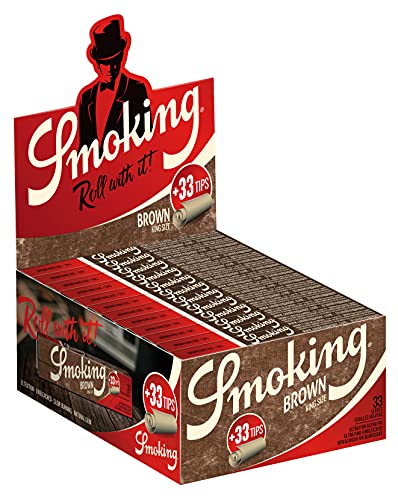 Smoking Rolling Paper King Size Brown Unbleached With Filters Full Box of 24 BookletsJustSmoke.Me