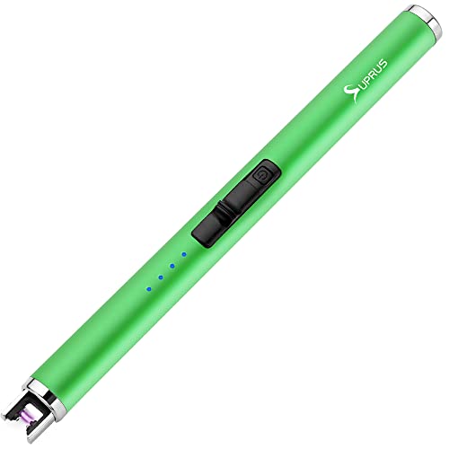SUPRUS Fluorescent Lighter Glows in The Dark USB Lighter Rechargeable Windproof Pocket Size for Candle Cooking BBQ in Party (Green)JustSmoke.Me