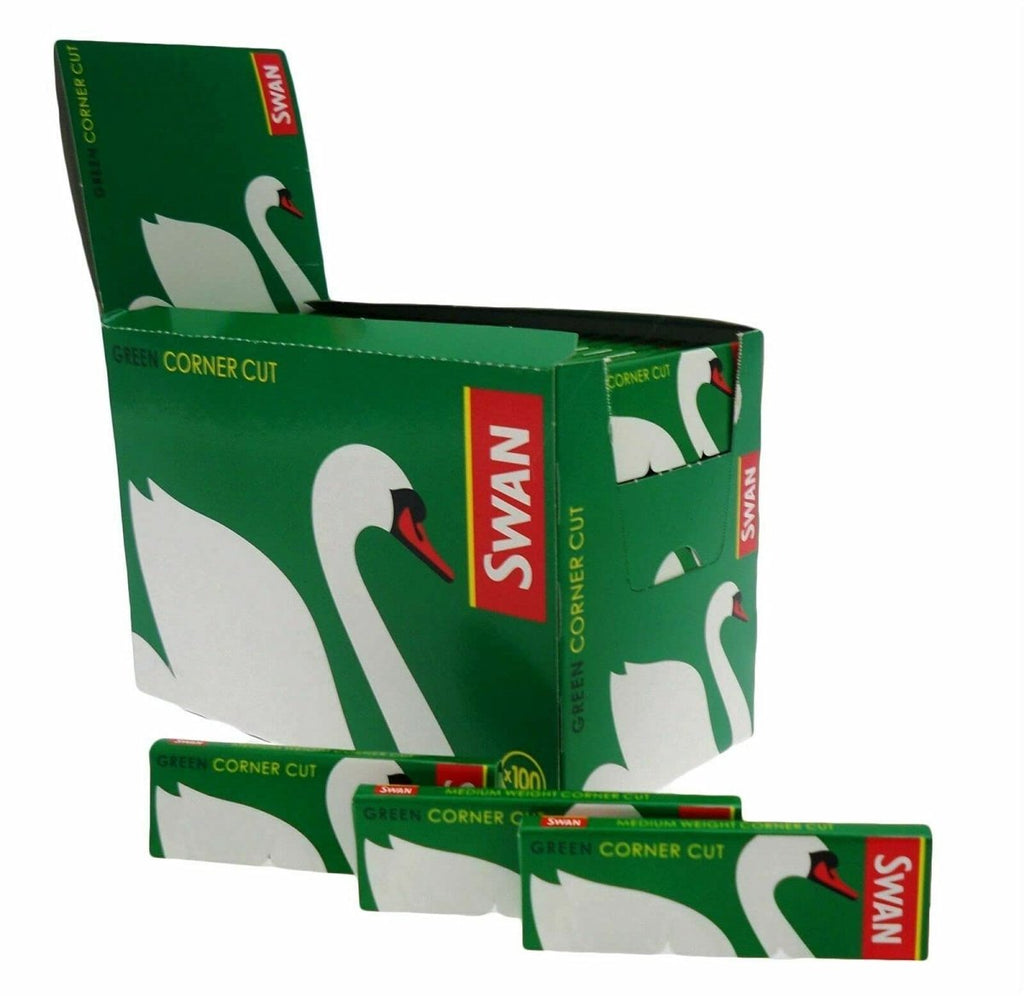 Swan Standard Size Green Corner Cut Cigarette Rolling Papers - 100 Booklets by TrendzJustSmoke.Me