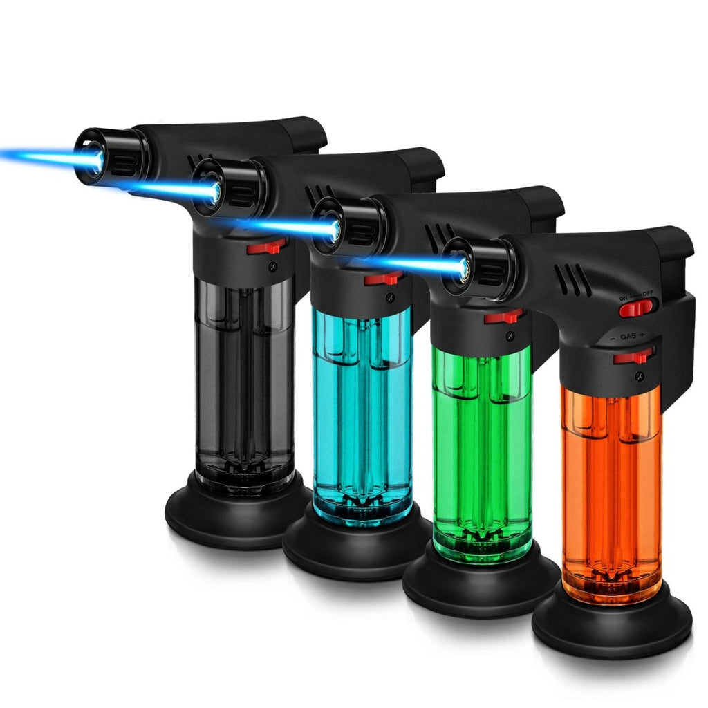 WANBRO 4 Pack of Torch Lighter, Powerful Windproof Jet Flame, Butane Gas Refill, with Safety Lock, Mini Torch Lighters for Candle, Firework (Gas not Included)JustSmoke.Me