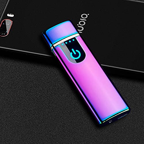 Wiber USB Electronic Lighter Windproof Fingerprint LED Sensor Screen Double-sided Lighter for CandleJustSmoke.Me