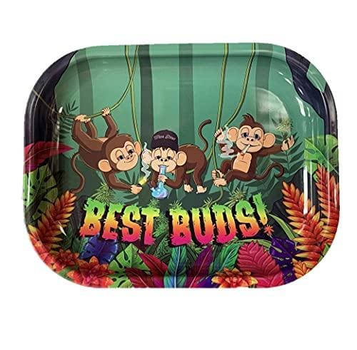 Wise Skies Metal Rolling Tray Smoking Accessories Characters Rolling Papers Rolling Tip Small (Best Buds)JustSmoke.Me