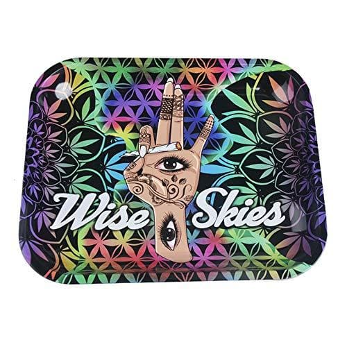 Wise Skies Metal Rolling Tray Smoking Accessories Characters Rolling Papers Rolling Tip Small (Hand Design - Large)JustSmoke.Me