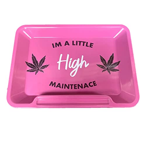 Wise Skies Metal Rolling Tray Smoking Accessories Characters Rolling Papers Rolling Tip Small (High Maintenance Pink)JustSmoke.Me