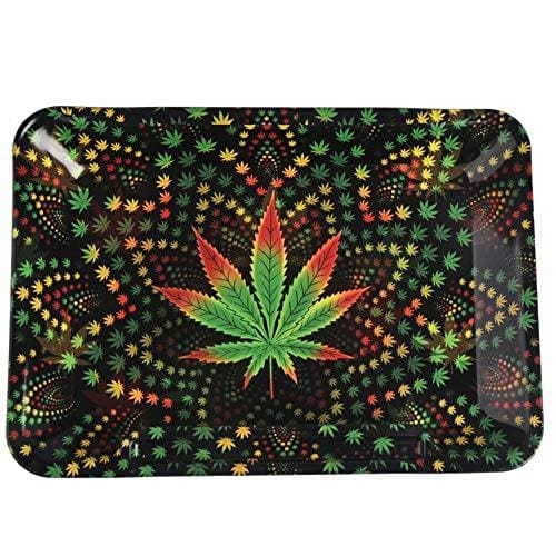 Wise Skies Metal Rolling Tray Smoking Accessories Characters Rolling Papers Rolling Tip Small (Leaf - New Small)JustSmoke.Me