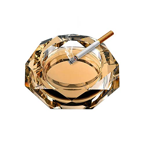 YUEMING Crystal Ashtray, Cigar Ashtray, 10cm Octagon Glass Ashtrays Business Ash Tray Non-Slip Holder Cigarettes Decor Tray for Home Office Tabletop Decoration, Gift Ashtray, Smoker, Father's Day GiftJustSmoke.Me